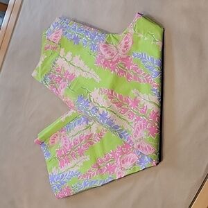 Bamboo Traders Size 4 Tropical Pastel Bright Green Ankle Pants